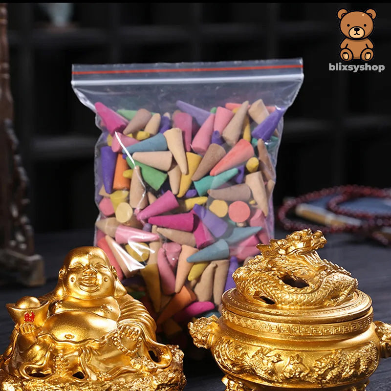 60pcs Mixed Incense Cones - Backflow, Sandalwood, Anxiety Relief, Yoga